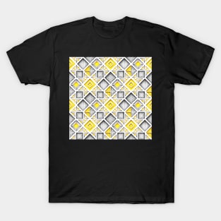 Yellow and Gray Geometric Pattern T-Shirt